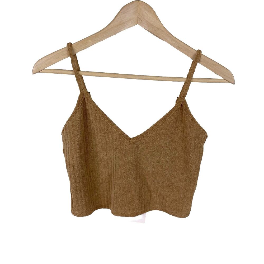 Kittenish Ribbed Terry Knit Tank Top Brown Womens Size M 90s Y2K Grunge Casual